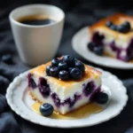 Blueberry cottage cheese breakfast bake in white dish