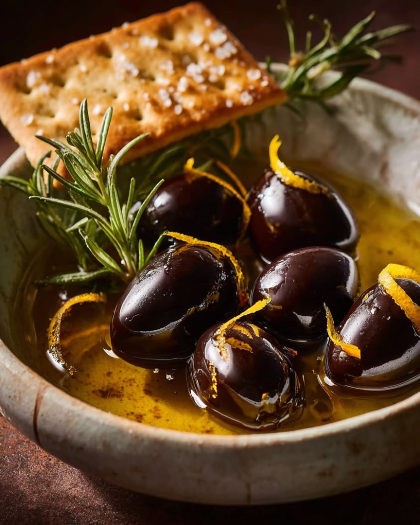 chocolate olives syrup crackers
