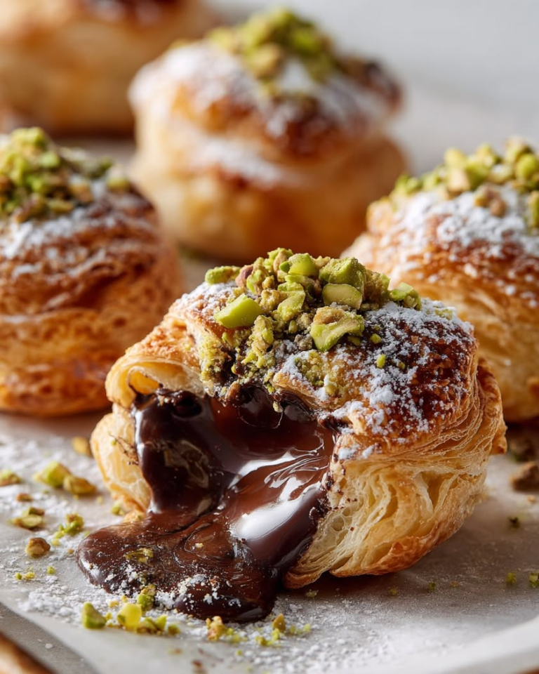 Irresistible Puff Pastry Chocolate Bombs with Crunchy Pistachio Dust