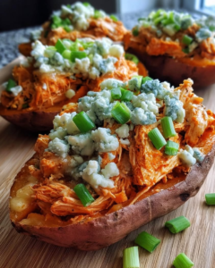 buffalo chicken stuffed sweet potatoes