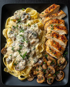 creamy mushroom fettuccine grilled chicken