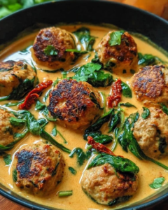 creamy thai chicken meatballs curry