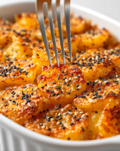 crunchy golden stacked bagel potatoes