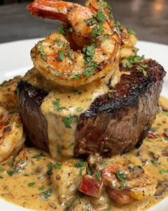 filet mignon grilled shrimp lobster sauce