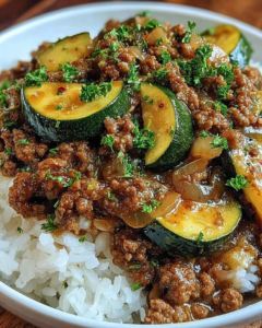 greek beef zucchini rice bowl