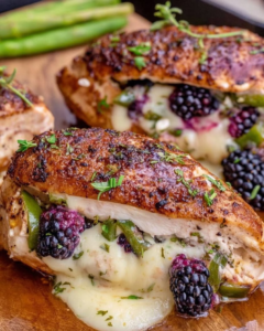 melty blackberry jalapeno stuffed chicken
