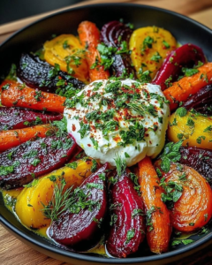 roasted beets carrots burrata salad