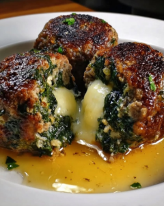 spinach garlic meatballs stuffed mozzarella