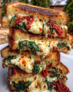 sun dried tomato spinach ricotta grilled cheese