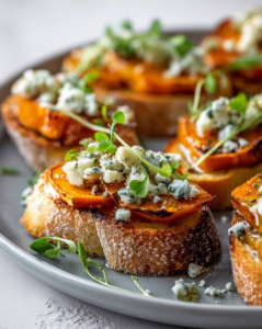 sweet potato blue cheese crostini
