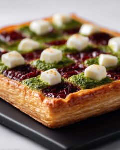 checkerboard puff pastry tart