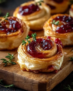 flaky brie cranberry rose pastry