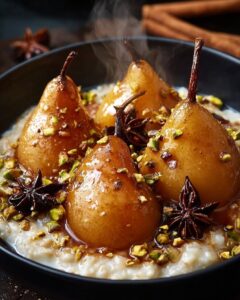 honey spiced pear oatmeal pistachios