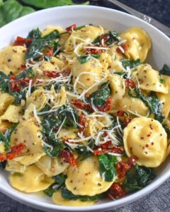 ravioli spinach sun dried tomatoes artichokes