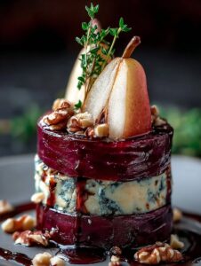 roasted beet blue cheese towers