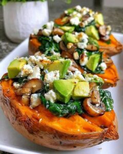 stuffed sweet potatoes spinach avocado