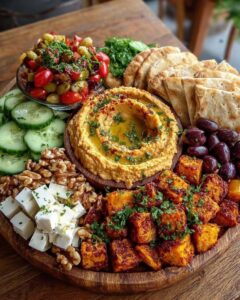 sweet potato hummus mezze platter