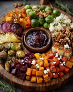 Festive Antipasto Wreath with Roasted Vegetables and Feta
