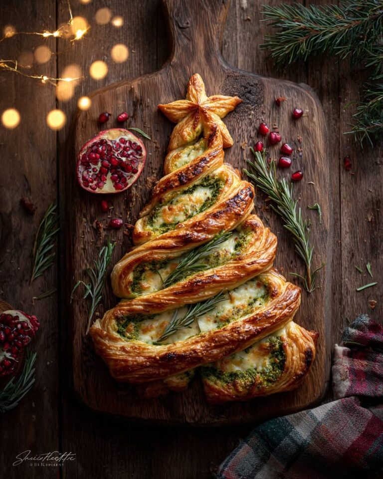Easy Basil Pesto and Cheese Puff Pastry Christmas Tree Recipe