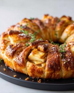 Caramel Apple Brie Crescent Wreath with a Maple Glaze