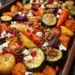 caramelized roasted vegetables feta pomegranate