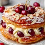cherry custard puff pastry wreath