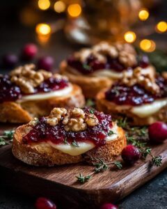 Cranberry Brie Crostini with Walnuts for Effortless Elegance