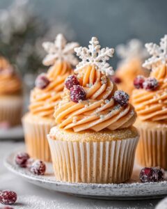 cranberry orange snowflake cupcakes
