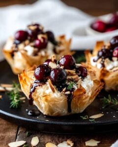 festive cranberry goat cheese phyllo cups