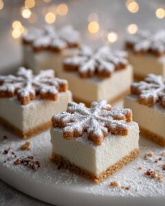 gingerbread snowflake cheesecake bars