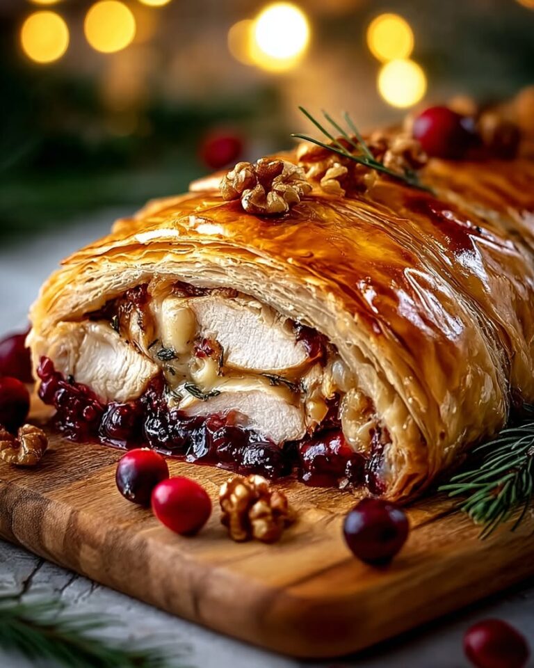 Golden Holiday Chicken Wellington with Brie and Cranberry Recipe