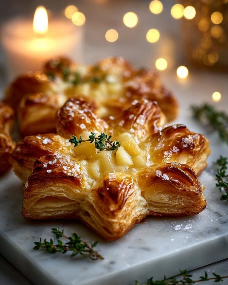 Golden Snowflake Puffs with Pear, Brie, and Honey Recipe