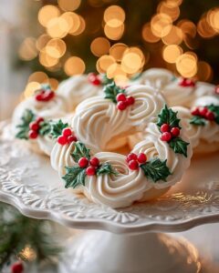 How to Make Festive Holiday Wreath Meringue Cookies