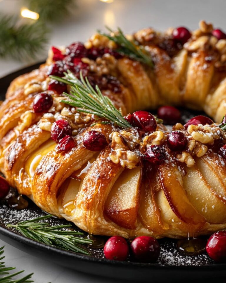 Honey Pear and Walnut Wreath Tart for a Stunning Holiday Dessert