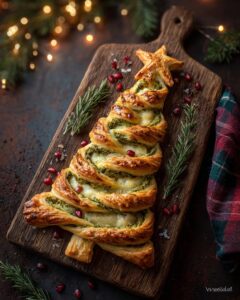 pesto cheese puff pastry tree