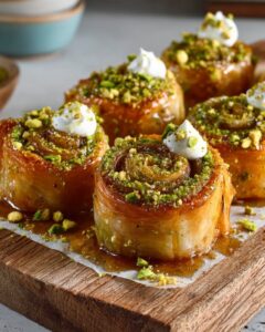 pistachio mastika galaktoboureko swirl rolls