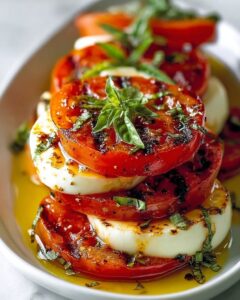 roasted tomato caprese towers