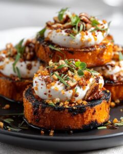 torch topped sweet potato crostini