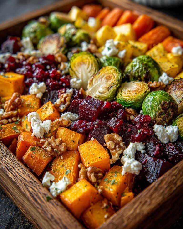 christmas roasted vegetable maple feta crumble