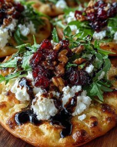 Cranberry Balsamic Flatbread with Goat Cheese and Arugula Recipe