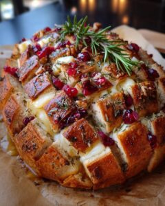 Cranberry Brie Sourdough Pull-Apart Bread Recipe for Holiday Gatherings