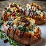 creamy ricotta spinach stuffed sweet potatoes