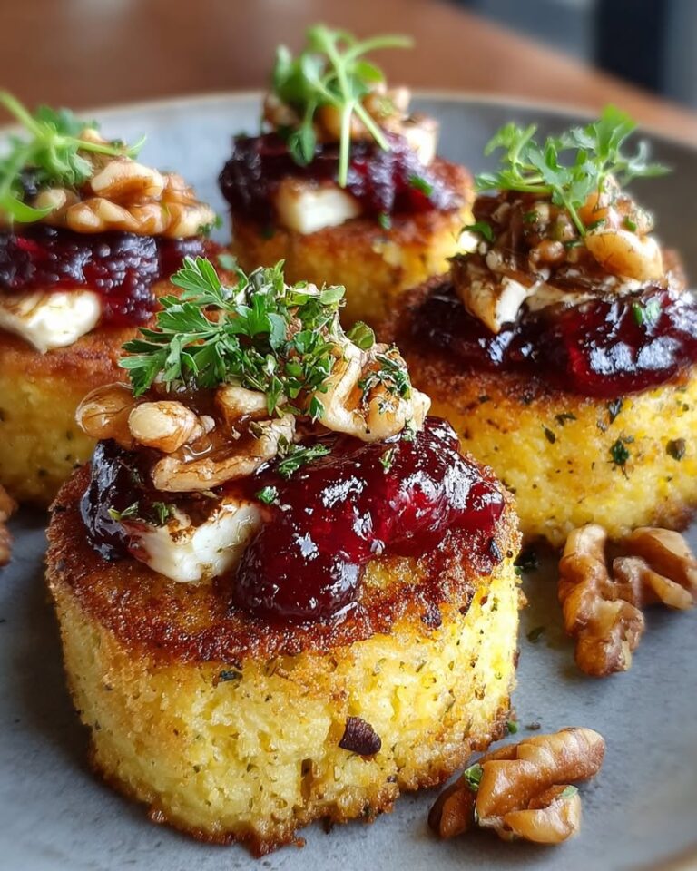 crispy polenta rounds brie cranberry glaze