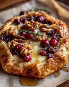 Brie and Cranberry Galette with Hot Honey Walnut Drizzle