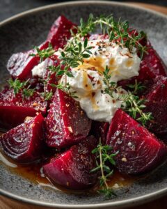 Glazed Beets with Whipped Goat Cheese and Maple Drizzle Recipe