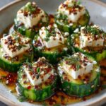 greek feta cucumber bites hot honey