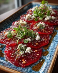 hot honey beet carpaccio feta
