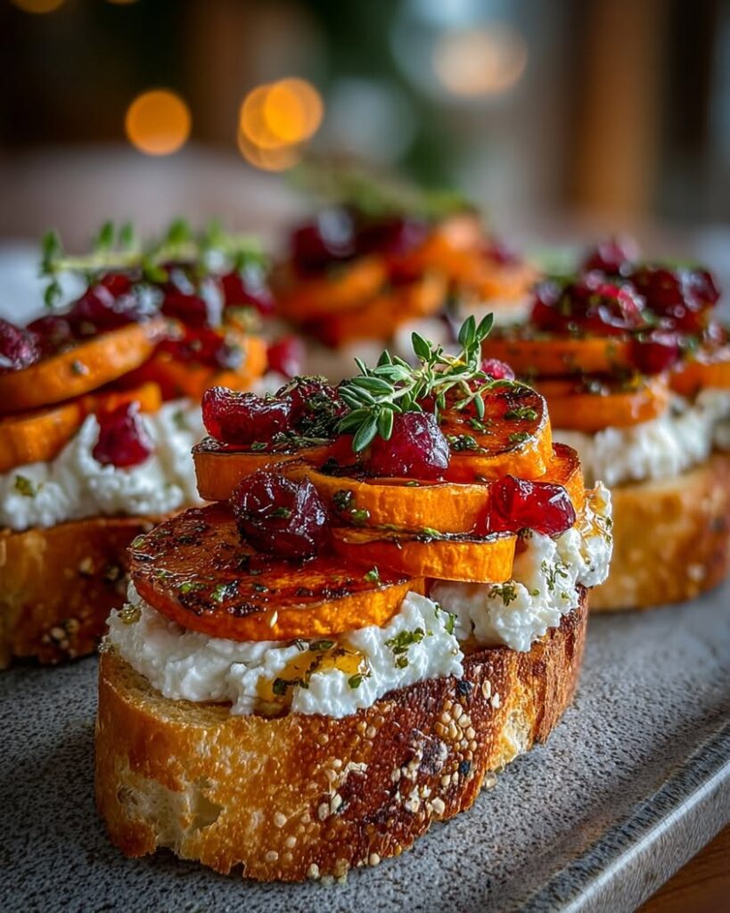 sweet potato apple crostini cranberry feta