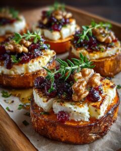 sweet potato rounds brie cranberry walnuts