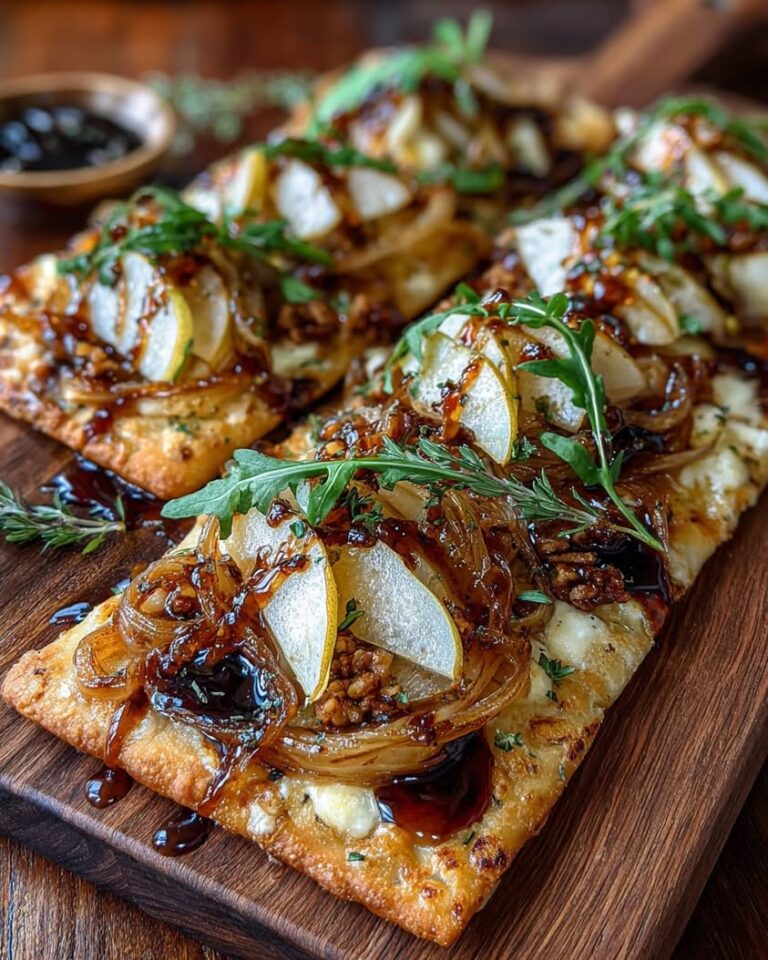 pear brie flatbread hot honey drizzle